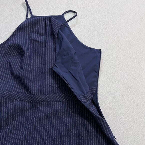 Banana Republic Navy Blue Stripe Sadie High Neck Peplum Top Camisole Tank 2 - Picture 4 of 9